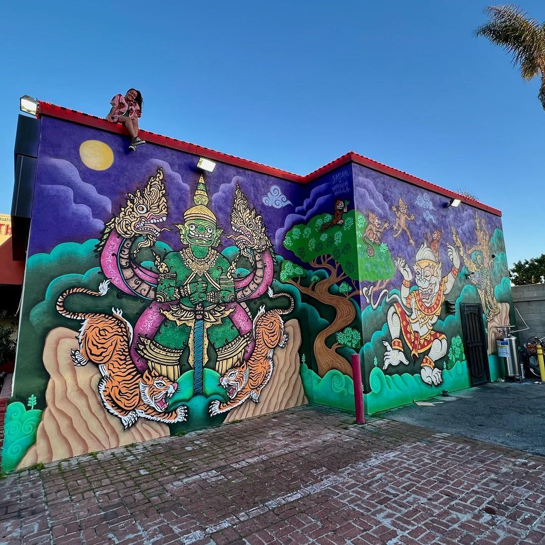 Exterior mural at Zabb Thai restaurant in Orange County